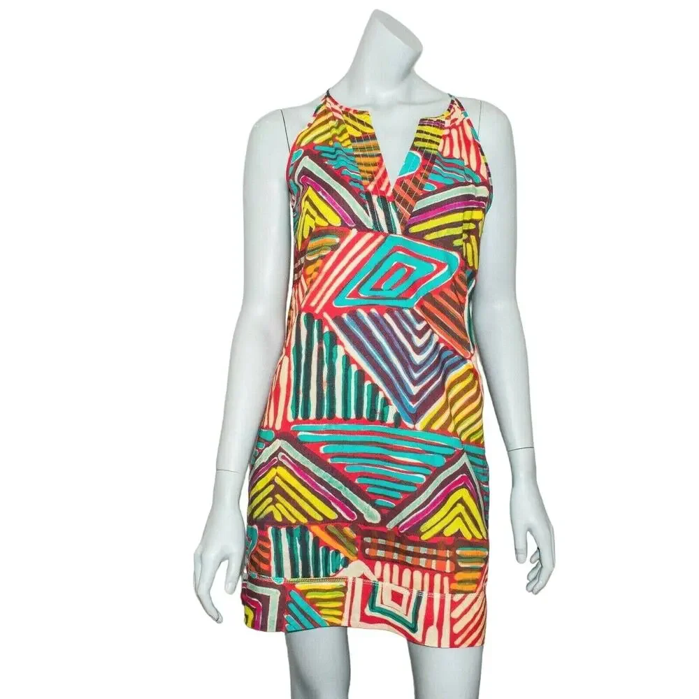 J.CREW Collection Geo Brushstroke Mini Dress Multi color Size 2 - Picture 2 of 8